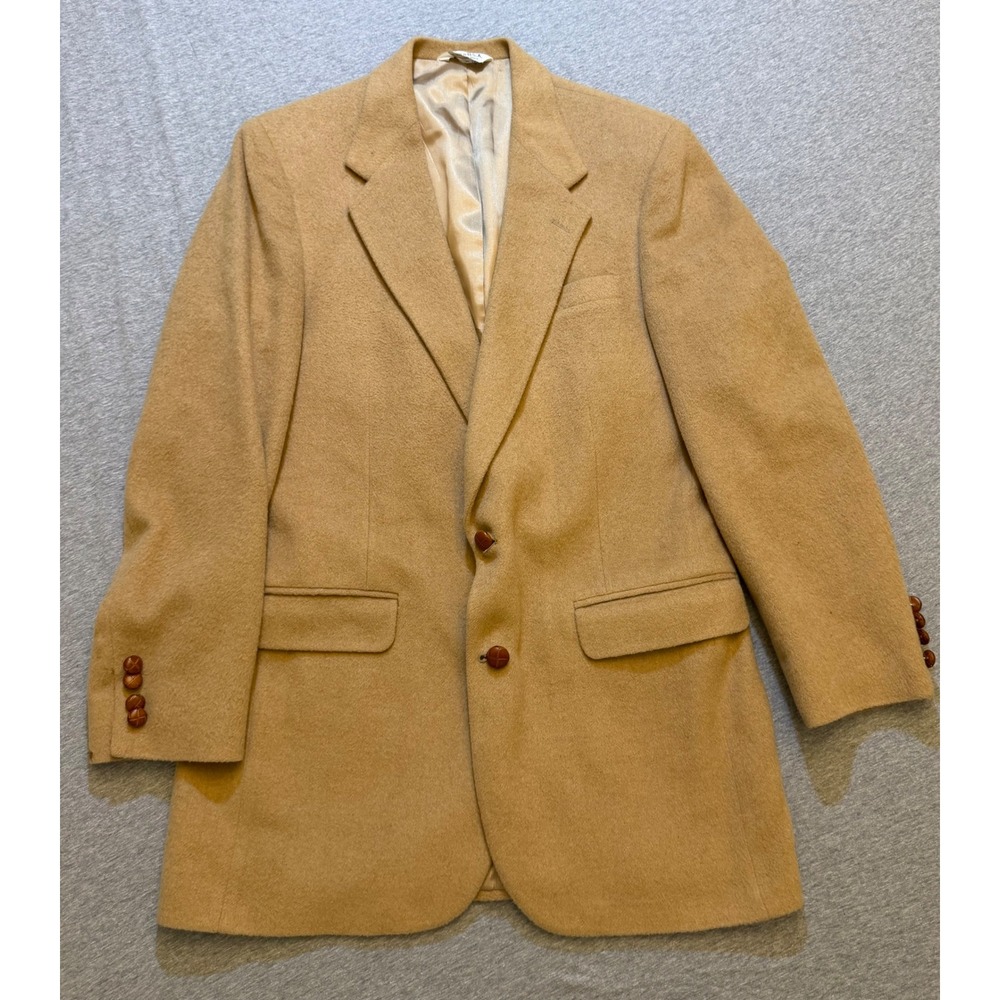 Bert Pulitzer Vintage 100% Camel Hair Blazer Tan Sport Coat Made in USA 42R
